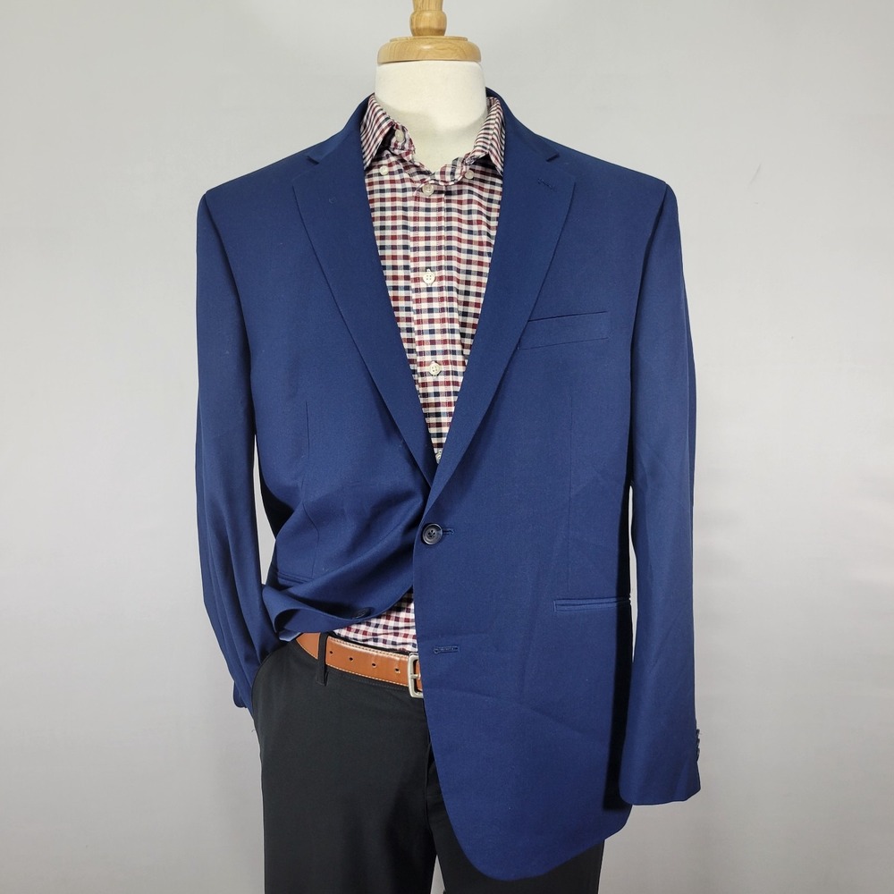 Kenneth Cole Reaction Men's Sport Coat Blazer Two Button Navy TECHNI-COLE 46R
